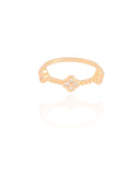 Anel Trevo Cristal Tamanho 18 Banhado a Ouro 18K