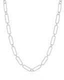 Gargantilha Elos Ovais 5 mm Ródio Branco - 45 cm