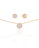 Conjunto Ponto de Luz Cravejado Cristal Banhado a Ouro 18K