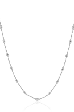 Gargantilha Longa Gomos Ródio Branco - 70 cm