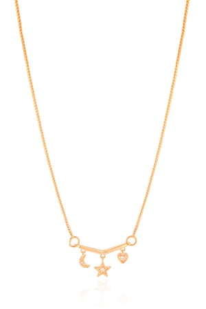 Gargantilha Veneziana Céu Pontos de Luz Cristal Banhado a Ouro 18K - 45 cm