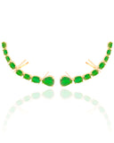 Ear Cuff Pontos de Luz Ovais Esmeralda Cravejado Cristal Banhado a Ouro 18K