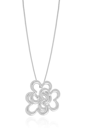 Gargantilha Veneziana Flor Entrelaçada Ródio Branco - 45 cm