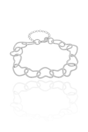 Pulseira Corações Vazados 1.1 cm Ródio Branco