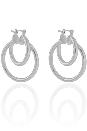 Brinco Argola Tubo Entrelaçado 3.8 cm Ródio Branco