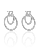 Brinco Argola Tubo Entrelaçado 3.8 cm Ródio Branco