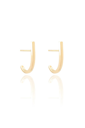 Brinco Meia Argola Oval Liso Banhado a Ouro 18K