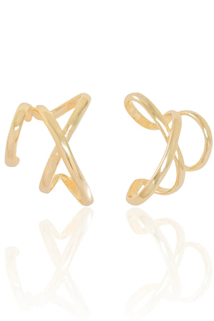 Piercing em X Liso Banhado a Ouro 18K