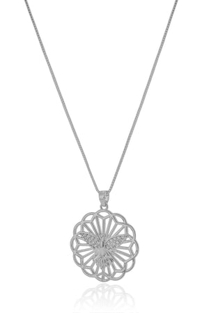 Gargantilha Pingente Espírito Santo Cravejado Zircônia Ródio Branco