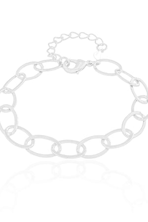 Pulseira Elos Ovais 7 mm Ródio Branco