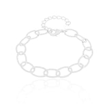 Pulseira Elos Ovais 7 mm Ródio Branco