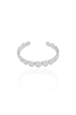 Anel Falange Plaquinhas Redondas Tamanho 12 Ródio Branco