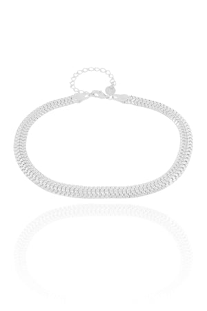 Pulseira Masculina Lacraia 6 mm Ródio Branco