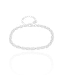 Pulseira Elos Quadrados 4 mm Ródio Branco