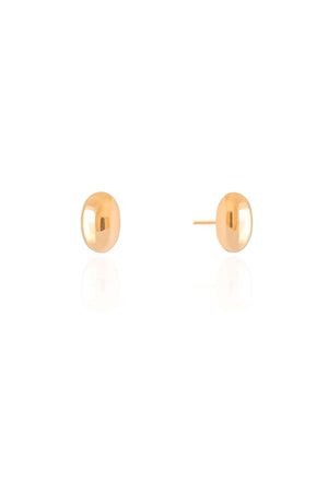 Brinco Oval Liso Banhado a Ouro 18K