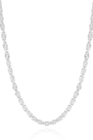 Gargantilha Elos Quadrados 4 mm Ródio Branco - 45 cm