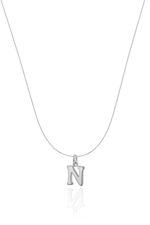 Choker Nylon Letra N Ródio Branco