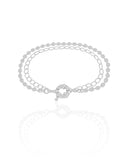 Pulseira Dupla Plaquinhas Elos Ródio Branco