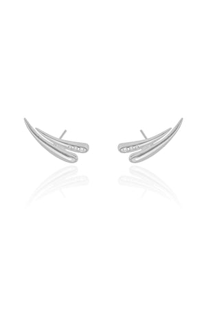 Ear Cuff Gotas Cravejado Cristal 2.3 cm Ródio Branco