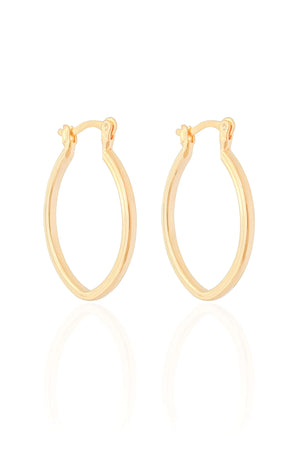 Brinco Argola Elíptico Fecho Italiano 2.8 cm Banhado a Ouro 18K