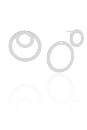 Ear Jacket Círculos Liso Ródio Branco