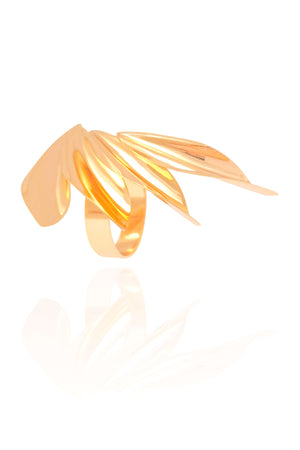 Anel Ajustável Asa Tamanho G Banhado a Ouro 18K