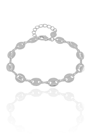 Pulseira Plaquinhas Lisas 7 mm Ródio Branco