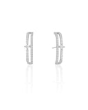 Ear Hook Cravejado Cristal 2.6 cm Ródio Branco