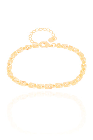 Pulseira Elos Quadrados 4 mm Banhado a Ouro 18K