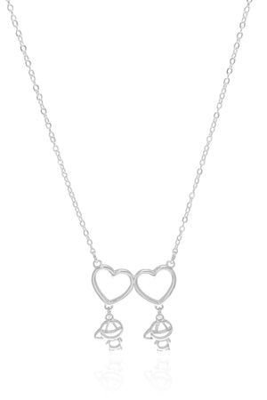 Gargantilha Filho Meninos Corações Lisos Ródio Branco - 45 cm