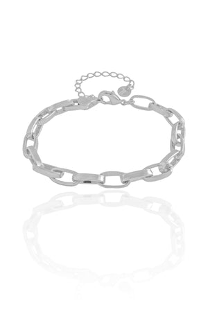 Pulseira Elos Ovais 5 mm Ródio Branco