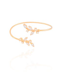 Bracelete Folhas Cristal Banhado a Ouro 18K