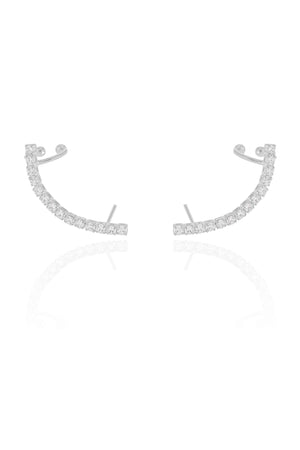 Ear Cuff Cravejado Cristal Ródio Branco