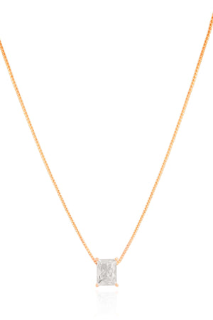 Gargantilha Veneziana Retângulo Cristal Banhado a Ouro 18K - 45 cm