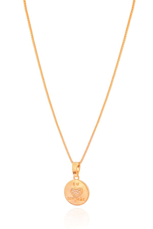 Gargantilha Eu Amo Ser Mãe Coração Cristal Banhado a Ouro 18K - 45 cm