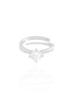 Anel Ponto de Luz Cravejado Cristal Tamanho 16 Ródio Branco