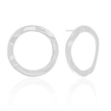 Brinco Argola Frontal Ondulada 3.6 cm Ródio Branco