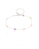 Pulseira Elos Cristais Coloridos Ródio Branco