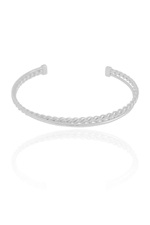 Bracelete Entrelaçado Detalhado 5 mm Ródio Branco