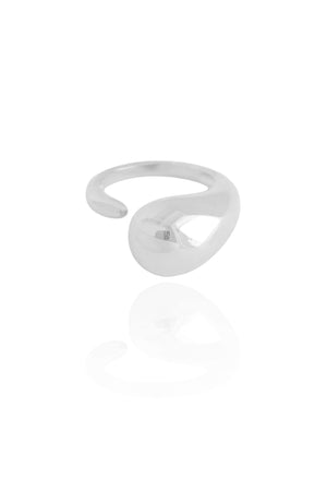 Anel Ajustável Gota Lisa Tamanho M Ródio Branco