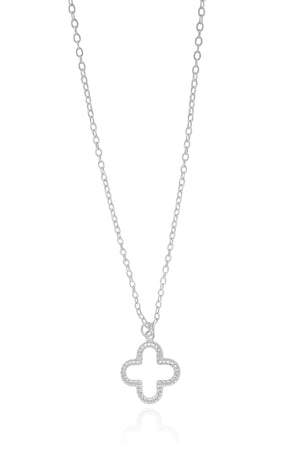 Gargantilha Elos Americanos Trevo Vazado Ródio Branco - 45 cm