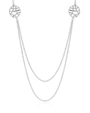 Gargantilha Longa Elos Americanos Redondo Entrelaçado Ródio Branco