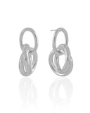 Brinco Tubos Lisos Entrelaçados Ródio Branco