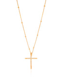 Gargantilha Veneziana Bolinhas Cruz Cravejada Cristal Banhado a Ouro 18K - 45 cm