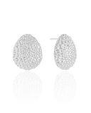 Brinco Gota Texturizada 2.9 cm Ródio Branco