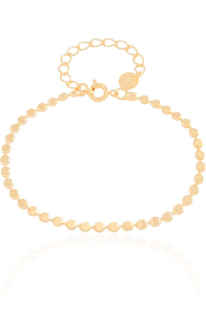 Pulseira Plaquinhas Redondas Achatadas Banhado a Ouro 18K