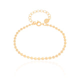 Pulseira Plaquinhas Redondas Achatadas Banhado a Ouro 18K