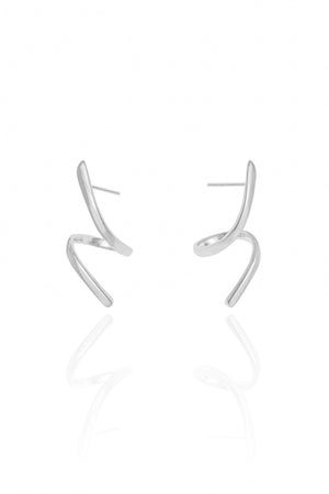 Brinco Orgânico Espiral Liso 2.7 cm Ródio Branco