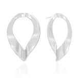 Brinco Folha Vazado Liso Ródio Branco