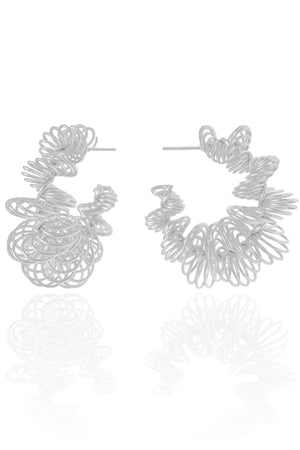 Brinco Argola Mola Espiral 3.6 cm Ródio Branco